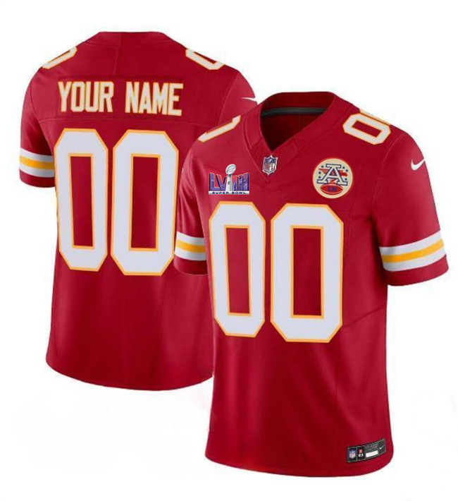 Youth Kansas City Chiefs Active Player Custom Red Super Bowl LVIII Patch 2023 F.U.S.E. Vapor Untouchable Limited Football Stitched Jersey